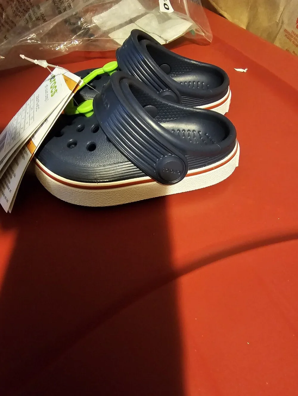 CROCS Kids Navy Blue & White Clog Sandals C4 NEW